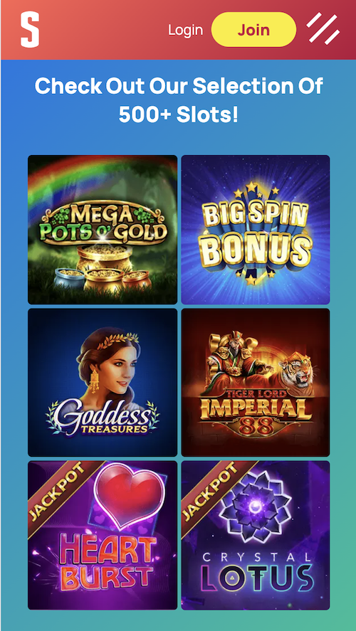 Spinzaar Casino mobile site slots page 
